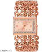 Medboo Square Rose Gold Dial Rose Gold Kadi Belt Grils and Women Watch