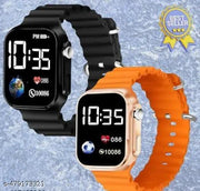 Square Dial Digital Watches Combo for Boys LED Lights Watch Kids Children Pack of 2