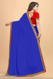 Luxurious Georgette Saree with Opulent Maharani Mirror Lace Border