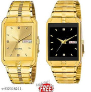 Set of 2 Men Wrist Watch - Golden and Black Watch