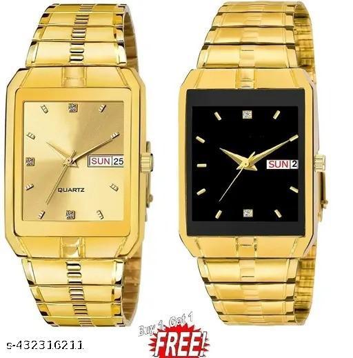 Set of 2 Men Wrist Watch - Golden and Black Watch