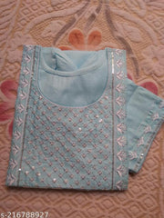 Women Neck Border Embroidered  Straight Fancy Kurta Combo Pack Of 2