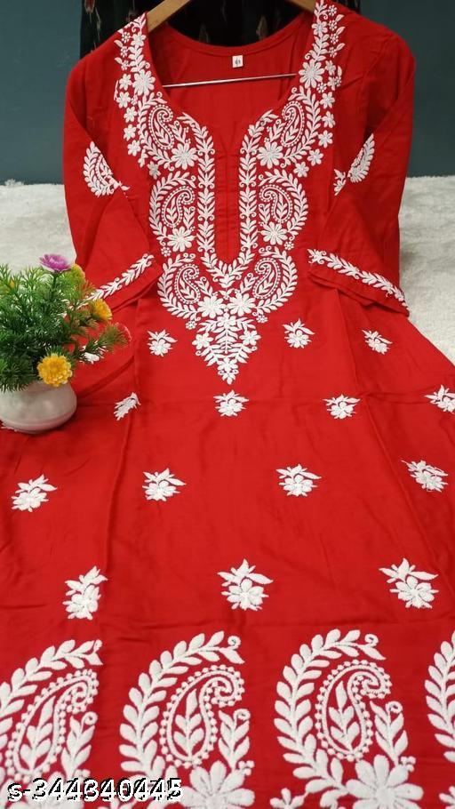 Chikankari Modal Straight Kurta