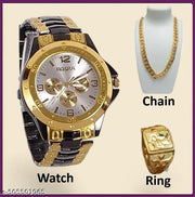 Rosra Multicolor Formal Watch For Men's Ring +Chain Free (MOR RING+ CHAIN) For Boys