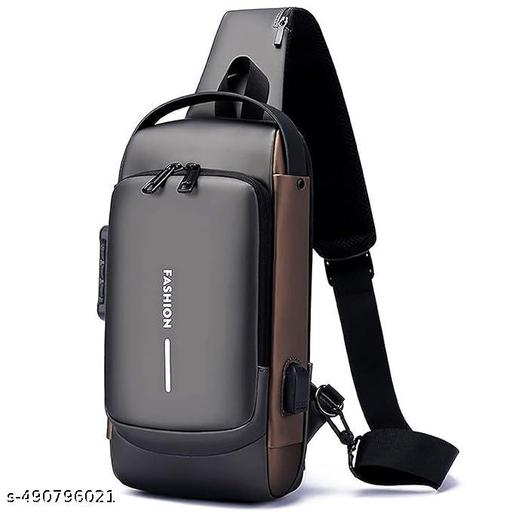 Crossbody Sling Bag For Men Women, Anti-Theft Fashion Chest Bag with USB Charging Port, Messenger Bags, Waterproof Casual Shoulder Bag