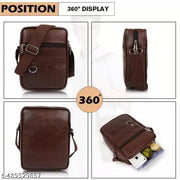 Stylish PU Leather Crossbody Fanny Pack Sling Bag for Women & Men Trendy crossbody for Traveling | One Side Shoulder sling bag stylish sling bag latest sling bag branded sling bag (Brown and black, Pack of 2 pic)