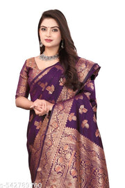 Banarasi Copper Silk Saree with Rich Gold Zari Weaving & Runnig Blouse Piece