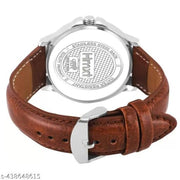 HMXT-168 Day n Date Stunning Silver Brunette Brown Series Men's Leather Analog Watches Classic, Attractive, Professional, top-trendy and stylish Watches for men/boys for office, school use