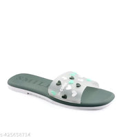 Latest heart print green slippers