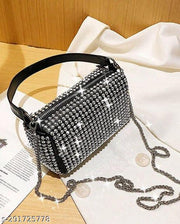 Glamorous Black Rhinestone Crossbody Bag with Chain Strap, Dazzling Crystal Finish, Sparkling Evening Purse, Luxury Party Handbag, Glitter Clutch for Women, Perfect for Weddings, Parties, Proms, Evening Outfits, and Special Occasions