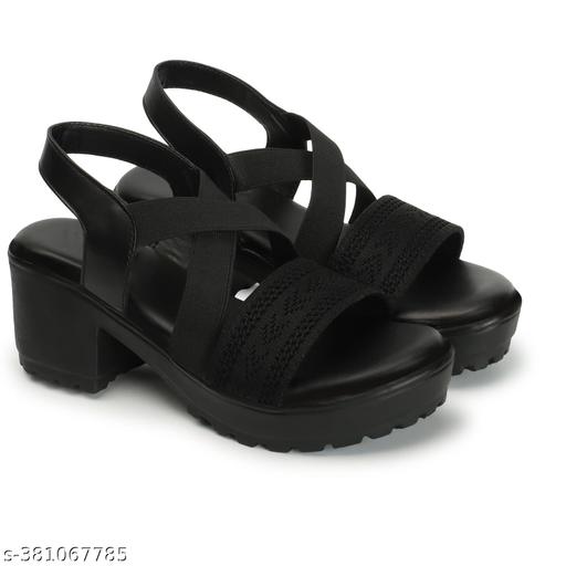 Kajmi Women Cross-Strap style Heel footwear wedges Block Chunky High Heel Ankle Elastic Strap Open Toe