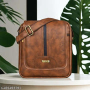 LOREM Tan Casual Faux Leather Cross Body Sling Bag For Men SL01