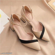heel pump sandal for women & girls cream black medium heel  belly sandal  strep