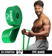 SLOVIC TPE Bands for Workout | Pull Up & Stretching | Heavy Duty Material | Resistance Band for Home Workouts & Stretching Bands for Exercise | Gym Equipment for Home Workout | Ideal for Men & Women | Green | Strength 40-60 Kgs