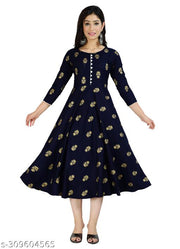 anarkali gold printed gown for women party wear