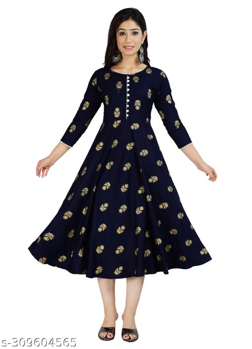 anarkali gold printed gown for women party wear