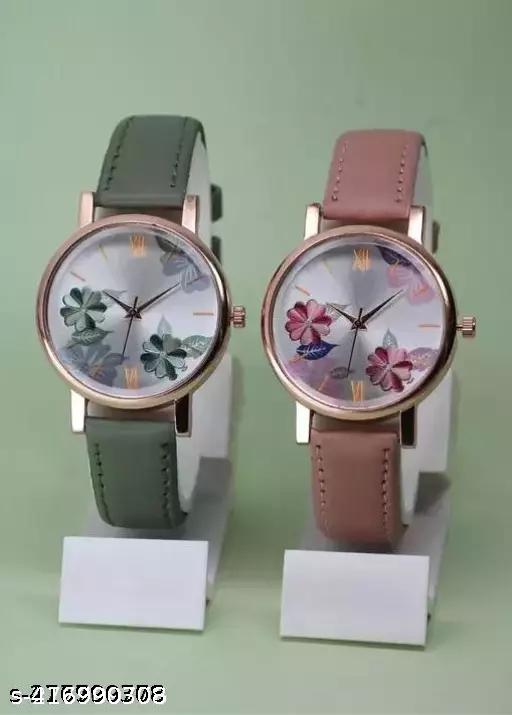Best Quality Festive Season Flower Designer Round Dial Gorgeous Leather Belt women watches 