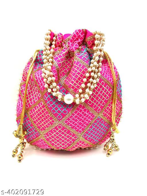 Women Potli Bags, Designer Hand Embroidered Meesho Potli Bags for wedding festivals party gift purpose