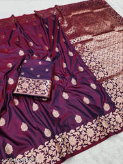 Art Silk ,WOMEN'S BANARASI ART SILK SAREE WITH UNSTITCHED BLOUSE PIECE/Banarasi Silk/Sarees Banarasi/ Saree Collection/Banarasi Weaving Traditional