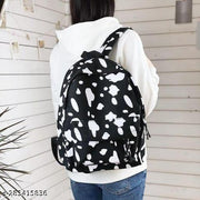 Medium 15 L TUITION BAG AND COLLEGE BAG FOR GIRLS STYLISH AND TRENDY LIGHTWEIGHT BACKPACKS (BLACK  DOT BAGS)