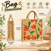 Eco-Friendly Jute Bag Combo I Perfect for Tiffin and Lunch, Featuring Flowers Print