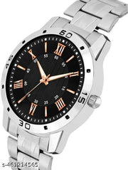 Metal Strap Watch With Mahadev Bracelet Combo For Men And Boys (Pack of 2)