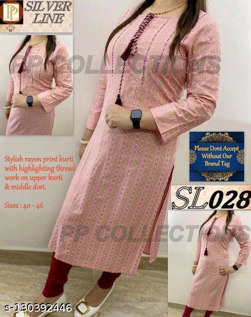 women floral print pure riyon flared kurta (peach-113)