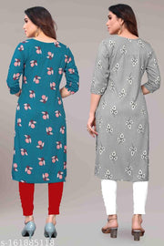 Women Printed Crepe Kurtis combo of 2