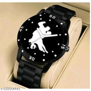 Medboo Men  Watch Love Couple Dance Print Dial Bumpper Pu Black Belt Men and Boy Watch