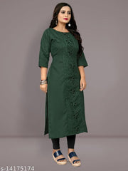 Hetsa Women Cotton Blend Embroidered Plus Size Kurtis