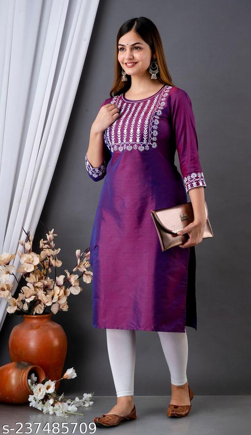 Vaimiya Embroidered Straight Kurti For Women