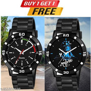 Watch Combo BUY 1 GET1FREE Black Designer Professional PU Analog Watch pack of 2