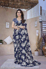 SHAGUN FAB Daily Wear Bollywood Style Floral Printed Saree For Women with Unstitch Blouse Piece