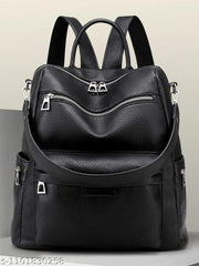 Comfortable Padded Vintage PU Leather Laptop Backpack for Women