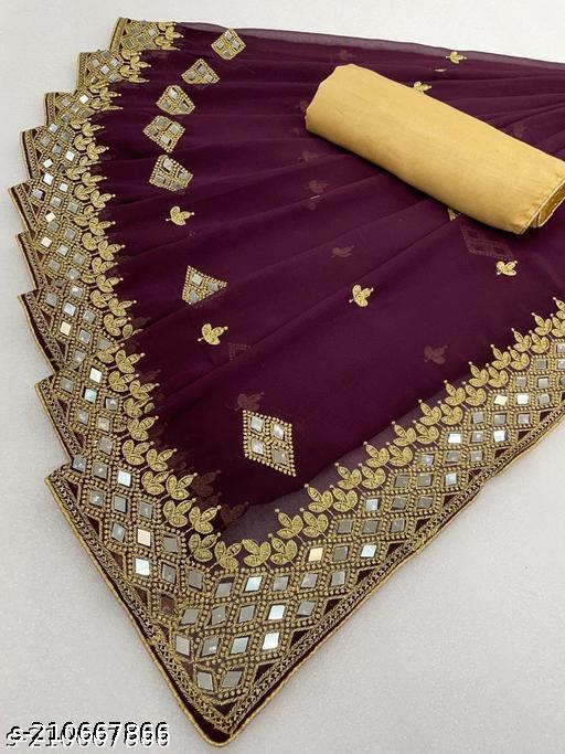 Self Design, Embroidered, Solid/Plain Bollywood Georgette