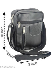 Vegan Leather Sling Bag, One Side Shoulder, Cash Bag, Cross Body, Chest Bag, Travel, Handbag, Office, Messenger Bag for Men, Women & Boys