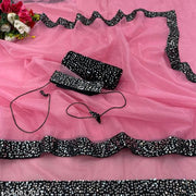 Bollywood Style Daily Wear Saree with Trendy Black Sequince Border & Fancy Blouse Piece