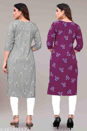Women Printed Crepe Kurtis combo of 2