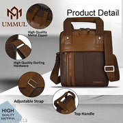 Ummul Brown Shoulder Bag Two-Tone Brown, Crossbody Laptop Satchel with Adjustable Strap