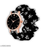 Analog Scrunchie Watch for Women & Girls Premium Silk Satin Cloth Scrunchie Watch Multicolor color Fabric Bend Watch For Girls And Women Pack Of 2