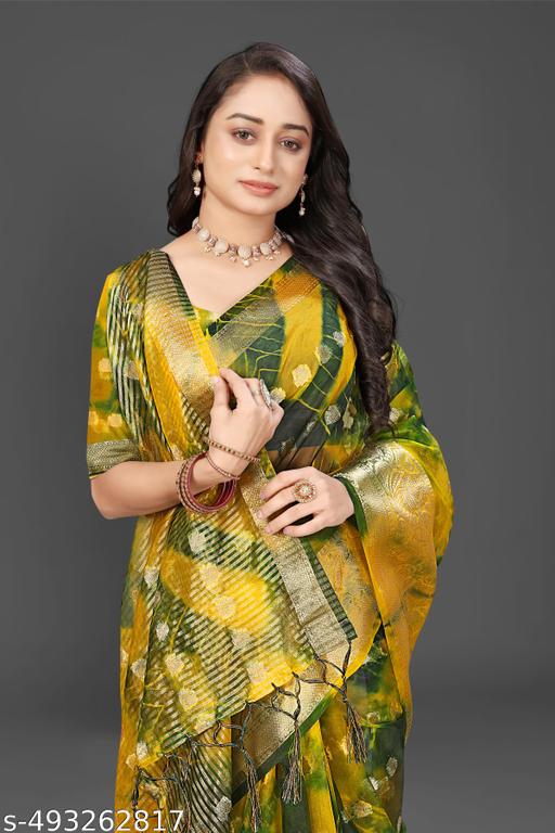 NEW FANCY ORGANZA SAREE  MULTY COLOUR SAREE