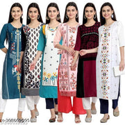 Polyster/Crepe fabric-New Fancy Dhamaka Kurti On Lowest Price & Best Quality pack 6