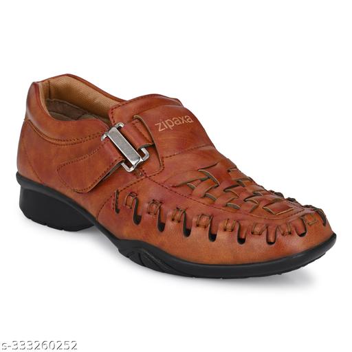 XEYLO Men's Stylish & Premium Quality Genuine Faux  Leather Velcro Roman Sandals | Sandal For men | Bantu Sandal | Floater Sandal | Slipper
