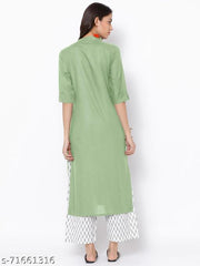 Women's Solid Plain Rayon A-line Light Green Color Kurti