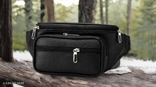 Stylish Black Waist Bag for Men & Women | Multi-Pocket Travel Belt Bag | Adjustable Crossbody Chest Bag