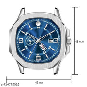 6186SM03_Katori Square Blue Dial Day & Date Stainless Steel Analog Watch For Men