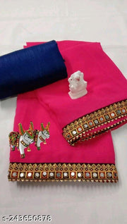 NEW Georgette  MIRROR LACE SAREE