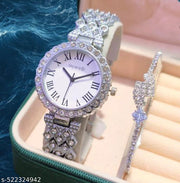 trendy New Arrival Stylish Attractive Ethnic Rose Silver Bracelet Look Analog Watch for Girls