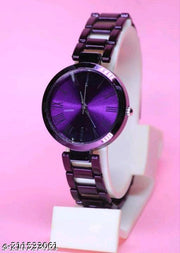 Fancy Solid Metal Dial Attractive Matt Metal Chain Belt Analog Watches for Women