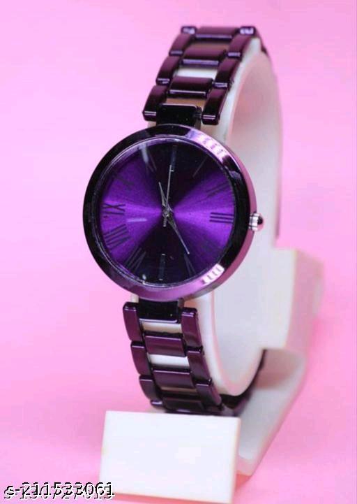 Fancy Solid Metal Dial Attractive Matt Metal Chain Belt Analog Watches for Women